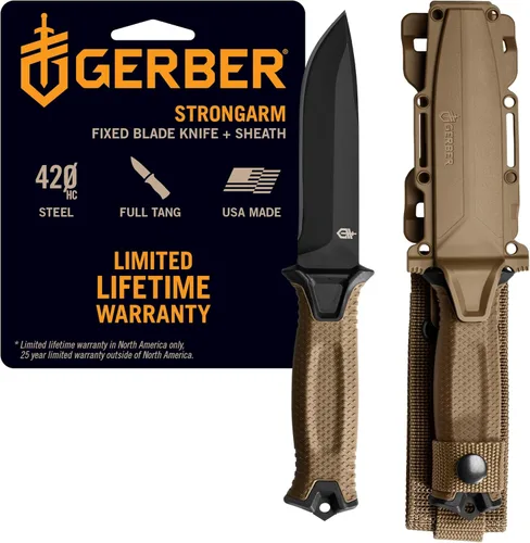 Miniatura 15 de Gerber Gear StrongArm - Cuchilla fija, cuchillo de espiga completa, cuchillo de campamento con múltiples opciones de transporte, fabricado