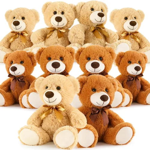 MorisMos 10 Osos de Peluche a Granel para Baby Shower, Osos de Peluche Lindos de 14 Pulgadas Animales de Peluche de Felpa, Pequeños Osos de Peluche