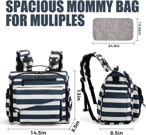 Miniatura 3 de ALLCAMP - Bolsa de pañales grande, cochecito de bebé, convertida en una bolsa de mano Azul marino