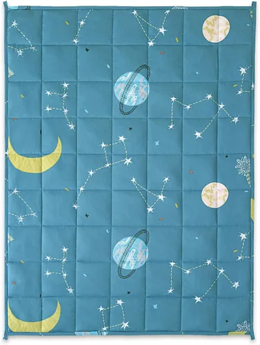 Miniatura 5 de Sivio - Manta con peso 100% de algodón, manta pesada de 5 libras, 36 x 48 pulgadas, patrón de luna y estrellas, manta suave y transpirable