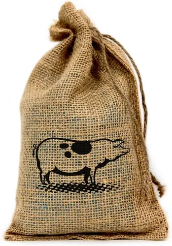 Miniatura 2 de Pollo, bolsa de arpillera personalizada de 6 x 10 pulgadas con cordón - Juego de 10