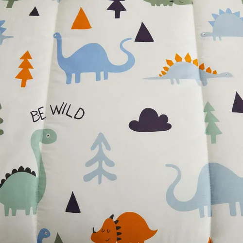 Miniatura 7 de Joyreap Juego de edredón de algodón de 3 piezas para niños, edredón de algodón tamaño individual de dinosaurio para niños y niñas, diseño reversible