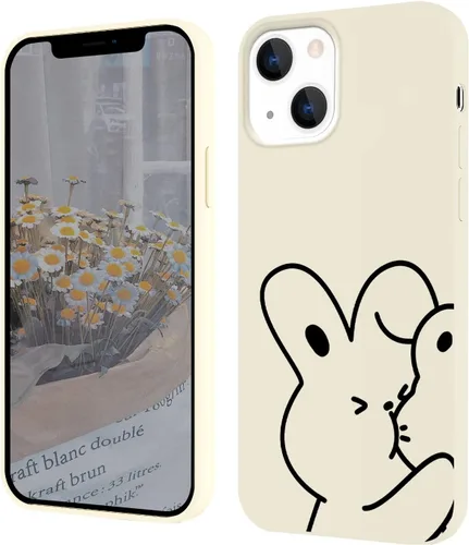 Miniatura 8 de JOYLAND Fundas compatibles con iPhone 13, diseño de oso negro a juego, funda protectora de silicona ultra delgada con forro de microfibra