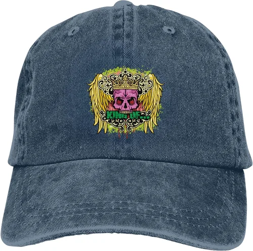 Miniatura 9 de Sombrero de vaquero de moda para hombre y mujer, ajustable para cuatro estaciones, gorra de béisbol del infierno con ángel, azul marino, Azul marino