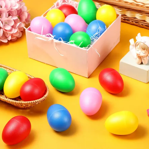 Miniatura 3 de 100 piezas de huevos a granel, instrumentos musicales de percusión, huevos de maracas para niños, juguetes de plástico para aprender pintura, música