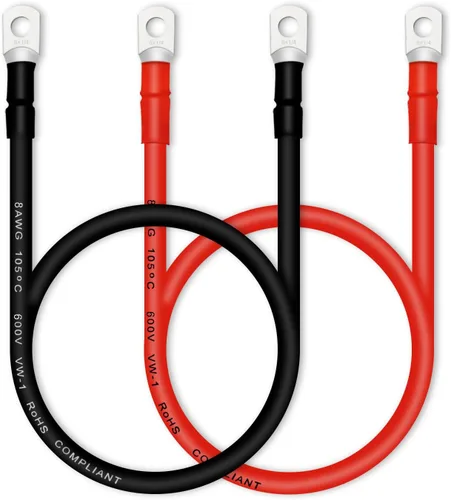 Miniatura 37 de Cable de batería, cables de batería 2 AWG con terminales, 2 cables de batería de cobre (1 pie).