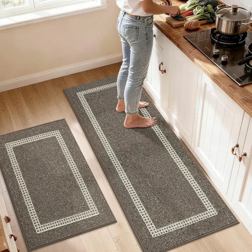 Miniatura 44 de COSY HOMEER Tapete de cocina antideslizantes, absorbentes para el piso, alfombra de cocina lavable, tapete de pie para fregadero, alfombra de Beige