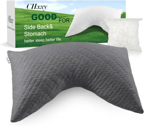 CHxxy Almohada para dormir de lado para el alivio del cuello y los hombros, diseño ergonómico, almohada de firmeza media, almohadas de tamaño queen