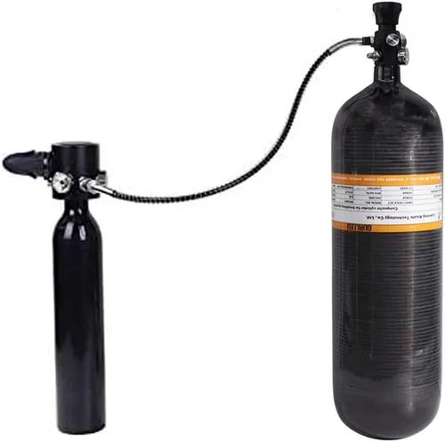 Miniatura 7 de Adaptador de buceo con válvula DIN M18x1.5 con manómetro, válvula de tanque de buceo Pcp 4500psi presión de trabajo con manguera negra de 22