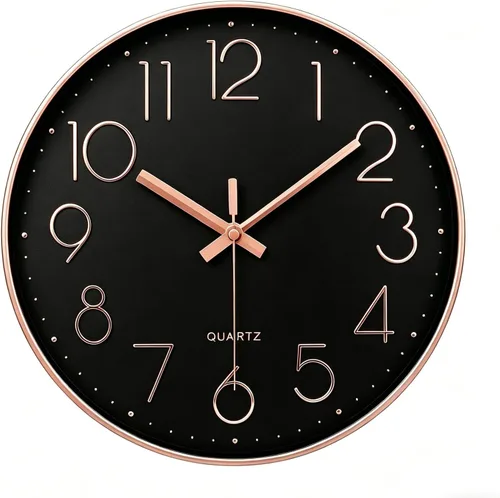 Miniatura 23 de jomparis Reloj de Pared Morado de 12 Pulgadas Reloj de Pared de Cuarzo Silencioso para Dormitorio, Hogar, Sala de Estar