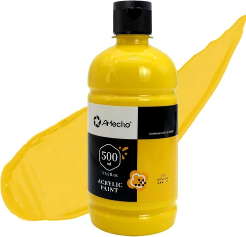Miniatura 28 de Artecho Pintura Acrílica Oro - Botella Grande 500ml / 17oz, Pintura para Manualidades para Lienzo, Rocas, Madera, Tela, Cerámica, No Tóxica Dorado