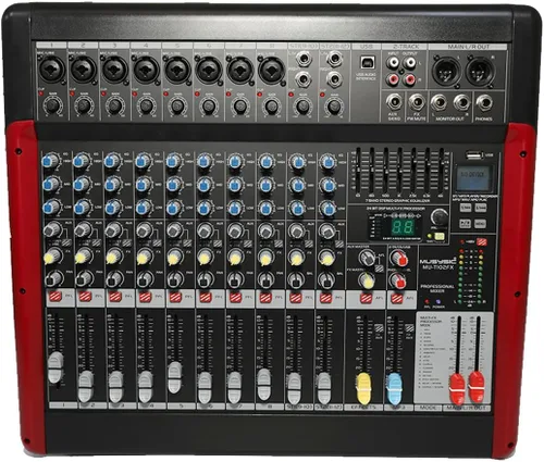 Miniatura 8 de MUSYSIC Tablero mezclador de audio profesional de 10 canales con efectos DSP duales de 24 bits, interfaz USB, grabadora Bluetooth/MP3 y ecualizador