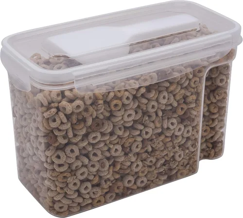 Miniatura 10 de Kitchen Details Paquete de 2 recipientes para cereales con cucharón, mediano, hermético, lata de alimentos, se mantiene fresco, organizadores
