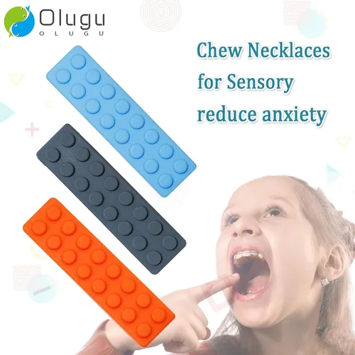 Miniatura 6 de Collar masticable para niños sensorial, collar sensorial con bloques para masticar para niños y niñas con autismo, TDAH, dentición, mordedura
