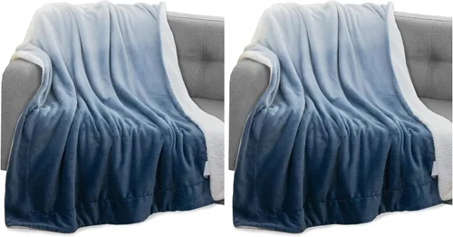 Miniatura 9 de Elegant Comfort Manta reversible de franela sherpa, ultrasuave, mullida, acogedora y afelpada, manta decorativa ligera para todas las estaciones, 50