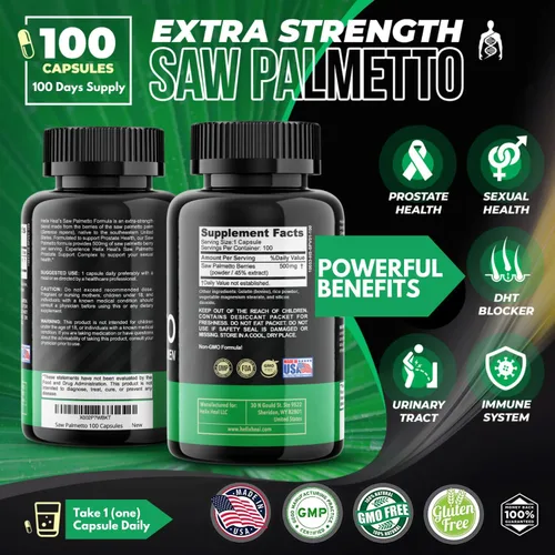 Miniatura 2 de Saw Palmetto para hombres – Suplementos para la salud de la próstata para hombres Salud urinaria – Bloqueador natural de DHT, 500 mg tratamientos