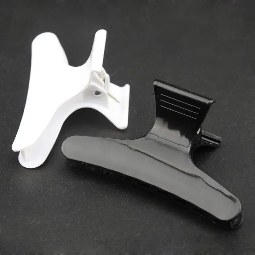 Miniatura 2 de 24 pinzas grandes de mariposa para el cabello, clip de plástico blanco y negro, bandeja de peluquería, horquilla de posicionamiento para el cabello