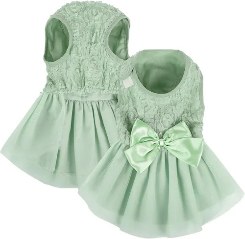 Miniatura 9 de ASENKU Vestido para Perro Vestido de Boda para Mascotas Princesa de Encaje Cachorro Traje de Fiesta de Cumpleaños Ropa Formal para Hembra para Azul