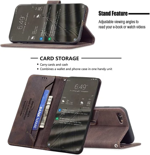Miniatura 2 de jioeuinly Funda compatible con Celular Kalley Element 5+Plus Funda de teléfono Flip Stand Cover PU Cuero BF09 Funda tipo cartera marrón