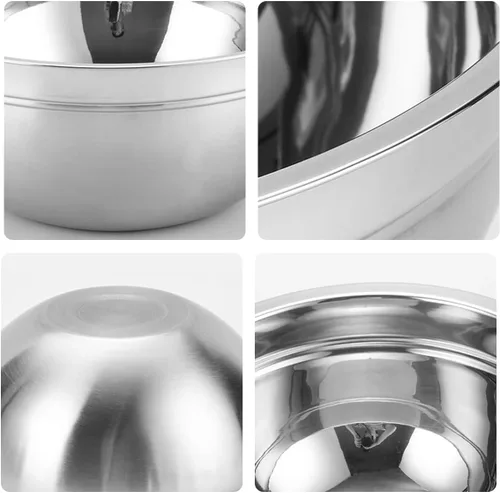 Miniatura 6 de Juego de 5 tazones de acero inoxidable, utensilios para cocina, multifuncionales, apilables, aptos para lavavajillas, 3.75 L, 3.25 L, 2.5 L, 2 L
