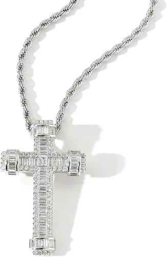 Miniatura 3 de STARCHENIE Collar de cruz para hombre, chapado en oro de latón, circonita cúbica, colgante de cruz de Jesucristo, joyería de 24 pulgadas, cadena