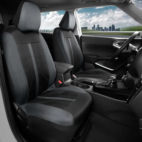 Miniatura 4 de Motor Trend Fundas de Asiento de Coche de Tela Gris para Asientos Delanteros – Fundas de Asiento Tipo Bucket Automotrices Premium, Hechas