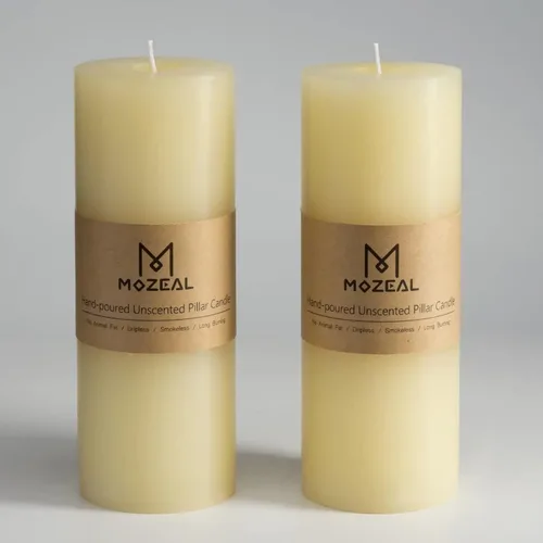 Miniatura 61 de MOZEAL Velas grandes sin perfume vertidas a mano de 3 x 8 pulgadas, sin humo, juego de 2, combustión lenta, sin goteo, aproximadamente 150 horas