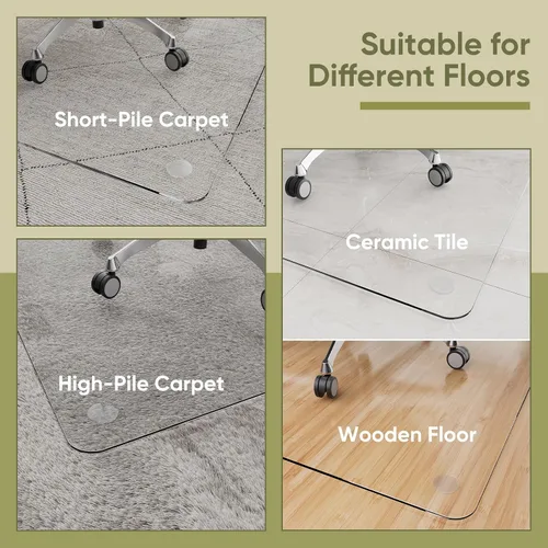 Miniatura 5 de Tapete para silla de oficina para alfombra y madera dura, mejorado de 29 x 42 pulgadas, tapete de vidrio templado de doble uso para silla