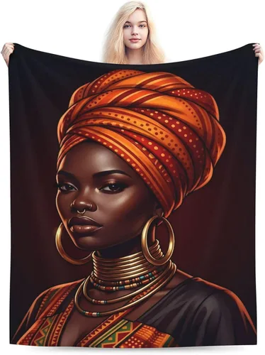 Miniatura 6 de African American Black Woman Fleece Throw Blanket Ultra Soft Cozy Decorative Flannel Blanket for Home Bed Couch Chair Travel 40x30in
