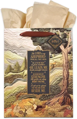 Miniatura 20 de Christian Art Gifts Bolsa de regalo de paisaje con tarjeta y juego de papel de seda, Hope and A Future, versículo bíblico inspirador de Jeremías