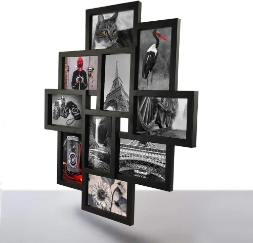 Miniatura 3 de Marco de fotos negro de 10 aperturas de 4 x 6 pulgadas para colgar en la pared para múltiples marcos de fotos de 4 x 6 pulgadas