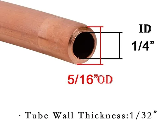 Miniatura 2 de Quickun Tubo de Cobre 1/4" ID × 5/16" OD (6-8mm) Tubería Redonda Sin Costura (3.28FT)