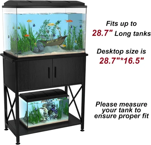 Miniatura 4 de Soporte para pecera de 20 galones, soporte de metal para acuario de 20 galones con almacenamiento de gabinete, mesa de 28.7 pulgadas de largo x 16.5