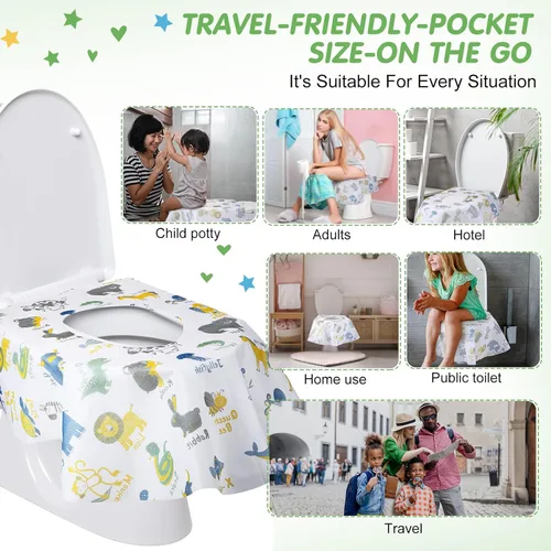 Miniatura 5 de Paquete de 50 fundas desechables para asiento de inodoro, extra grandes, envueltas individualmente para niños y adultos, fundas de asiento
