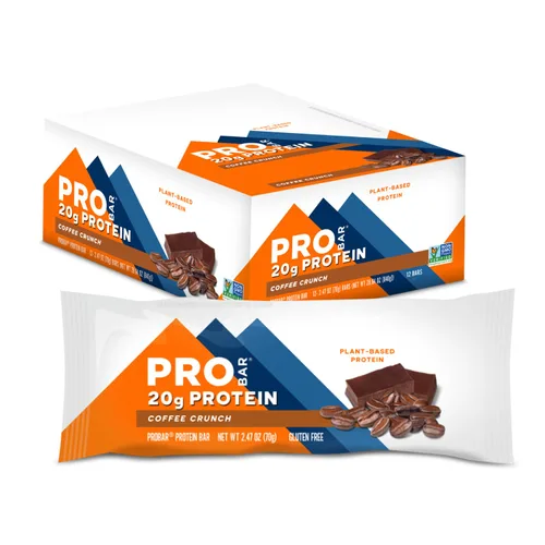PROBAR - Barra de PROTEÍNA, Café Crujiente, Sin OGM, Sin Gluten, Saludable, A Base de Plantas, Ingredientes de Alimentos Integrales, Energía Natural