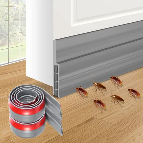 Miniatura 7 de Tapón autoadhesivo para barrido de puerta, color camello, para el hogar, burlete de goma debajo de la puerta para puertas interiores, aislamiento