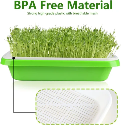 Miniatura 3 de Bandeja de germinación de semillas, 5 paquetes de bandejas de cultivo de microverdes, kit de cultivo de brotes de gran capacidad, bandeja