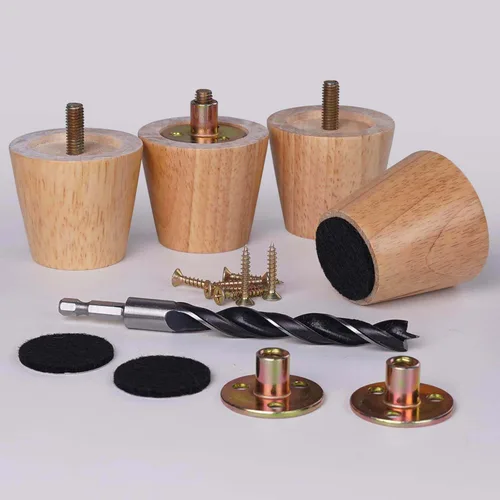 Juego de 4 patas redondas de madera maciza de 2 pulgadas, reemplazo de patas cortas de madera maciza para sofá, patas de sofá, patas de aparador,