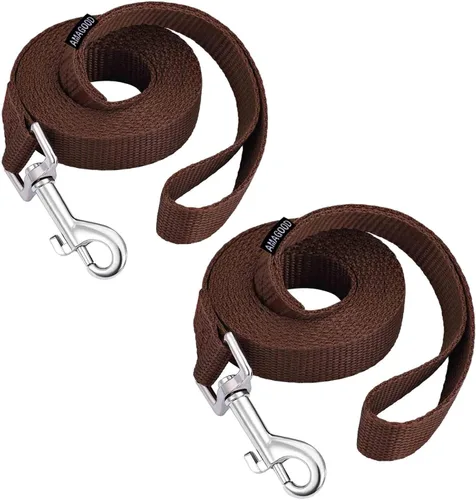 Miniatura 12 de AMAGOOD 6 pies de correas para cachorros/perros, correa de estilo tradicional resistente con gancho de cuello fácil de usar, correa para perros Negro