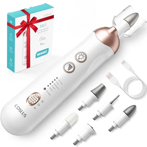 Miniatura 9 de COSLUS Kit Profesional de Manicura y Pedicura, Lima de Uñas Eléctrica 5 en 1 para Cuidado de Uñas de Manos y Pies - Rectificador Más Ancho para Uñas