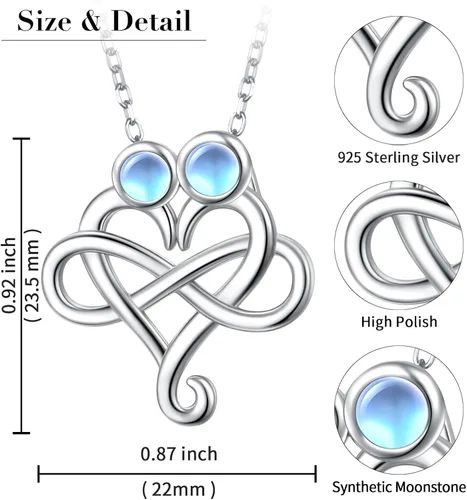 Miniatura 26 de Cadena de plata esterlina y dije de corazón y animal tierno con palabras grabadas, cadena de 18 pulgadas, para mujeres y niñas