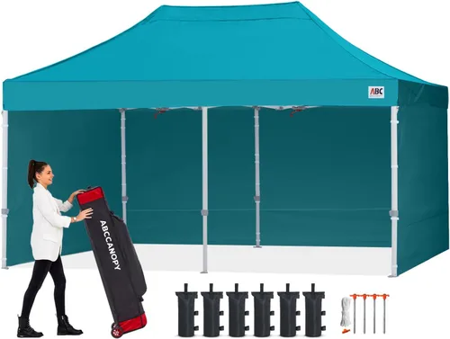 Miniatura 54 de Abccanopy - Toldo de 10 x 10 pies, con paredes laterales, sombra instantánea, con bolsa con ruedas para guardarlo. Incluye 4 bolsas de lastre, Azul