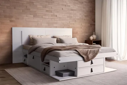 Miniatura 22 de Memomad Bali Slim Set: Plataforma de almacenamiento con cajones + Cabecero de panel plano (Tamaño completo, madera marrón roble)