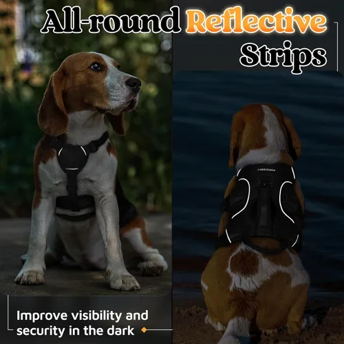 Miniatura 8 de rabbitgoo - Arnés para perros a prueba de fugas, arnés para mascotas acolchado y suave de cuerpo completo, arnés reflectante ajustable sin tirones