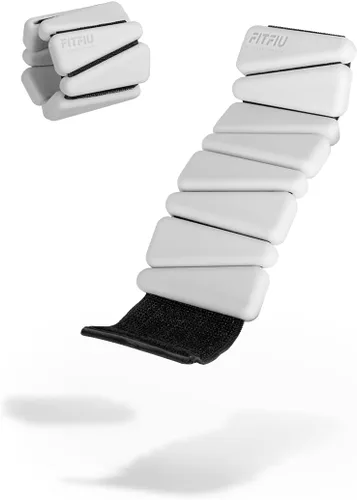 Fitfiu Kit de fitness de 2 pulseras de pesas de 1.10 libras cada una de Acer en silicona blanca suave para añadir resistencia en muñecas y tobillos,