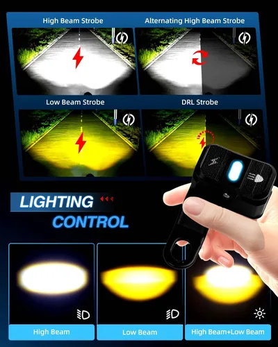 Miniatura 3 de BraveWAY Luces de conducción de motocicleta de 3 pulgadas, luces antiniebla LED de 120 W con DRL, 4 modos estroboscópicos, haz ámbar y blanco, focos