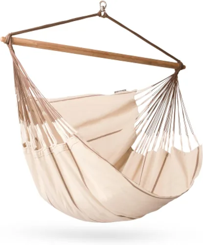 Miniatura 18 de La Siesta® XL King Habana - Hamaca colgante de algodón, para interiores y exteriores, silla colgante bohemia para dormitorio, patio, máximo 355