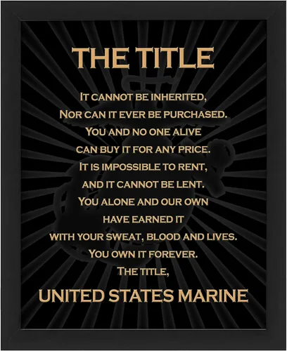 The Title - Póster de Estados Unidos - Decoración de pared militar para marines, veteranos y entusiastas - Impresión artística de pared para el