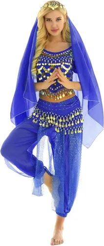 Miniatura 8 de TiaoBug Women's Belly Dancer India Dance Outfit Halloween Carnival Performance Costume