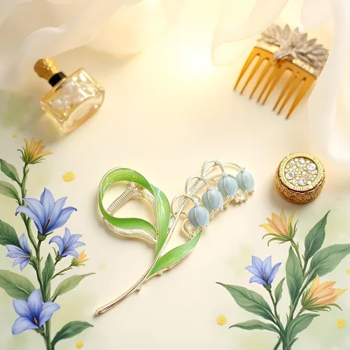 Miniatura 8 de Lily of the Valley - Accesorios para el cabello con flores, horquillas de metal, pinzas para cabello grueso y fino